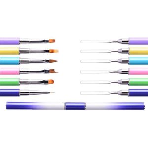 1PC Nail Art Schoonheid Pen Met tweekoppige Staal Push En Passen Lijm Pen Met Speciale-vormige bloemblaadje Schilderij Pen Beauty Tool