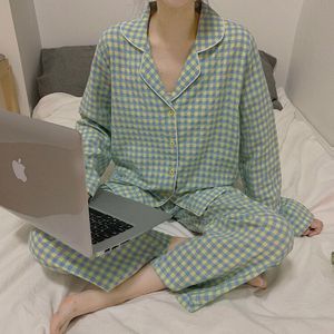 Caiyier Raster Vest Pyjama Set Voor Vrouwen Winter Zachte Meisjes Nachtkleding Pak Herfst Lange Mouw Broek Vrouwelijke Koren Homewear