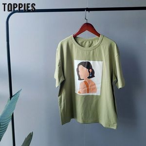 Toppies Zomer Karakter T-shirts Mode Meisjes Tops Korte Mouwen Bedrukken T-Shirts Koreaanse Vrouwen Kleding 95% Katoen