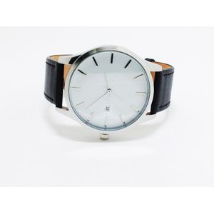 mannen horloge silver case lederen band japan datum beweging eenvoudige relojes de los hombres