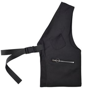 [Eam] Vrouwen Loose Fit Zwarte Gesp Split Joint Onregelmatige Vest V-Kraag Mouwloze Mode Tij Voorjaar herfst 1Y08001