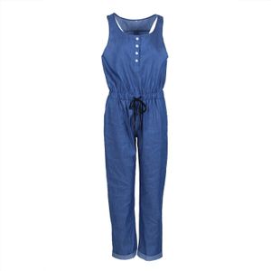 Denim Wassen Overall Voor Zomer Dame Vrouwen Mode Koele Straat Blauwe Vlakte Vrouwen Mouwloze Losse Jeans Jumpsuit Lange Broek Rompertjes