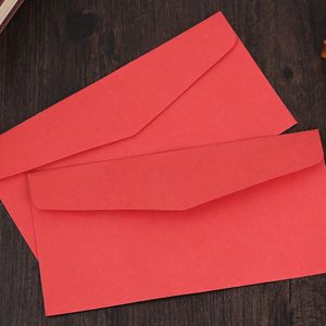 (10 Stuks/partij) 22*11Cm Eenvoudige Rode Enveloppen Voor Uitnodigingen Kaarten Brief Papier Vintage Blanco Enveloppen