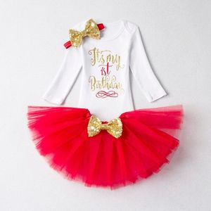 1st Verjaardag Jurk Kerstman Print Kleding Kerst Jurk Voor Meisjes Pasgeboren Herfst Jurk Lange Mouwen Baby Meisjes Kleding