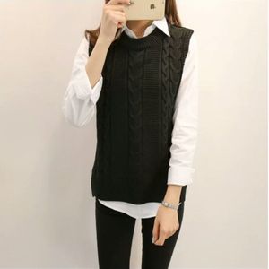 Sweater Vest Women Side-slit Knitting O-neck Solid Asymmetric Sleeveless Korean Casual Vintage Outwear Autumn Womens