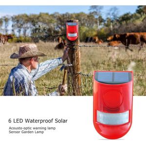 1PC Waterdichte Solar 6 LED Alarm Waarschuwing Security Anti-Diefstal Knipperlicht Sensor Tuin Lamp