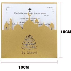 10 Set Cut Eid Mubarak Bruiloft Uitnodigingskaarten Inner Envelop Ramadan Moslim Wenskaart