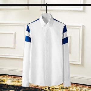 Minglu Zwart Wit Heren Shirts Luxe Katoen Blauw Contrast Kleur Lange Mouw Heren Dress Shirts Plus Size 4xl Slim Fit mannelijk Overhemd