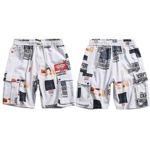 Hip Hop Cargo Shorts Streetwear Grafische Print Harajuku Jogger Shorts Zomer HipHop Mannen Track Korte Sweatpant Zakken Katoen