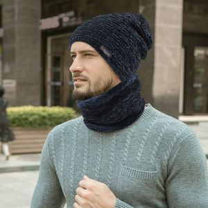 Mode Mannen Warme Winter Hoed Sjaal Zachte Gebreide Muts Sjaal Set Skullies Mutsen Winter Hoed Voor Vrouwen Unisex Gebreide Caps