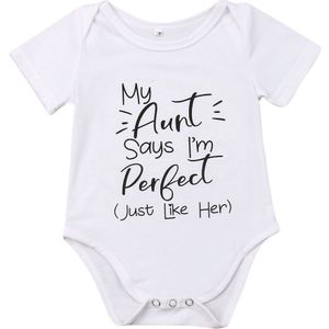 Citgeett Zomer Pasgeboren Baby Jongen Unisex Mijn Tante Zegt Ik Ben Perfecte Print Katoen Letters Bodysuit Casual Shirt Tops