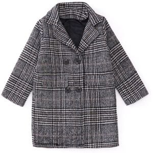 Baby Meisje Kinderkleding Wollen Jas Voor Meisjes Winter Overjas Tieners Jas Lange Mouwen Plaid Bovenkleding Kinderen Winddicht