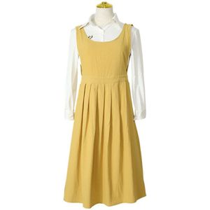 Gewassen Katoen Linnen Keuken Schort Voor Koken Bakken Bloem Winkel Ruches Werken Schoon Schort Voor Vrouw Uniform Lady jurk