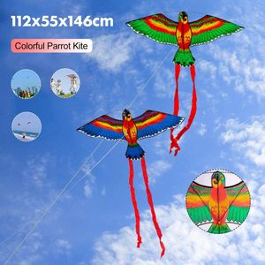 Parrot Kite Kite Lijn Kinderen Vliegende Vogel Vliegers Windzak Outdoor Speelgoed Voor Kids Tuin Doek Speelgoed 112x55x146cm