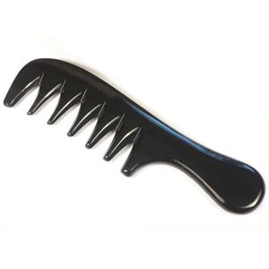 Hoofd Massage Kam Grote Handvat Haar Krullen Oversized Tanden Hoorn Haar Borstel Buffalo Verdikking Brede Grof Расческа G0312