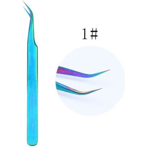 1Pcs Rvs Wimpers Pincet Professionele Voor Wimpers Extension Gold Decor Anti-statische Wimper Tweezer Make-Up Tools