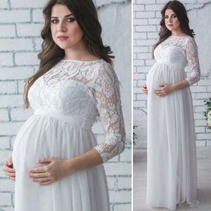 & Mooie Moederschap Vrouwen Avondjurk Geplooide Maxi Zwangerschap Baby Shower Wedding Gown
