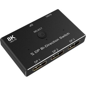 DP1.4 8K 3X1 Switcher, Dp Display Switcher, Ondersteuning 8K60Hz, Vergulde Interface, Voor Monitor