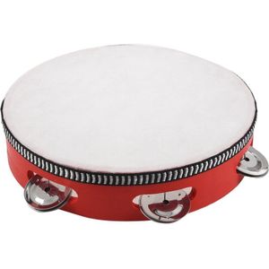 8Inch Musical Tamboerijn Tamborine Drum Ronde Percussie Voor Ktv Partij Rood