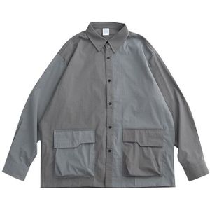 Inflatie Harajuku Shirt Mannen Streetwear Рубашка Kleurblok Hip Hop Shirt Mannen Losse Oversized Mannelijke Casual Shirt 2101W