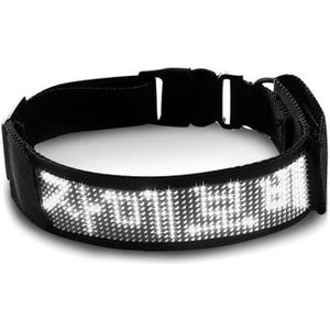 Nylon Waterdichte Bluetooth Programmeerbare Led Display Board Huisdier Halsband Verstelbare Verlichte Veiligheid Light Up Hond Naamplaatje Teken