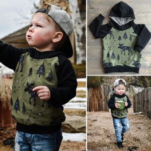 Pudcoco Peuter Groen Herten Hoodies Kid Baby Boy Capuchon Rendier Herfst Winter Kinderen Casual Losse Kleding Tops