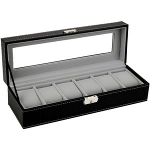 Houten/Lederen Luxe Grids Horloge Display Sunglass Case Duurzaam Verpakking Houder Jewelry Collection Organizer Box