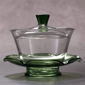Creatieve Grote Transparante Glazen Kung Fu Gaiwan Kantoor Drinkware Sancai Tea Kom Enkele Dikke Hittebestendige Theekopje Met Deksel