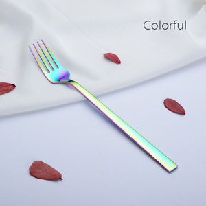 IRONX Koreaanse diner Vork Kleurrijke rvs lange handvat vorken bestek 8.26 inch 1 PCS