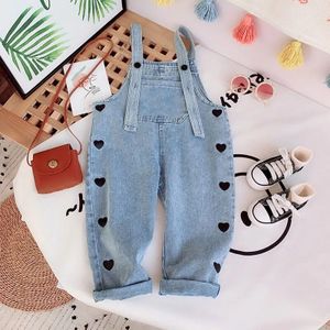 Hart Patroon Denim Overalls Toevallige Losse Lente Herfst Kinderen Jumpsuits Kinderen Kleding Meisjes Mode Bodysuit Eenvoudige Mode