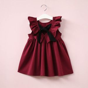 Zomer Meisje Jurk 1-6 Jaar Oude Katoenen Meisje Ruches Jurk Boog Leuke Zoete Prinses Jurk Open Back jurk Meisje Peuter Jurk