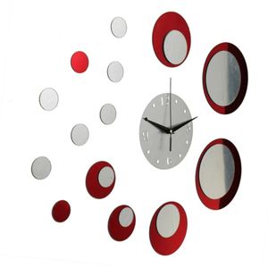 3D Spiegel Effect Acryl Wandklok Diy Home Decor Art Horloge Voor Bedrooom Woonkamer Zelfklevende Behang Moderne Dot sticker