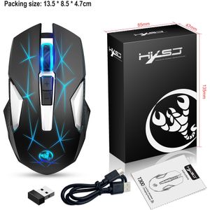 Hxsj 2.4G Wireless Gaming Mouse 7 Toetsen Gebouwd-In 600Mah Oplaadbare Ergonomische 2400Dpi Verstelbare 7 Kleuren backlit Muizen Voor Pc