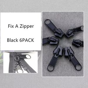 6 Stks/set Zwart Universal Instant Fix Rits Reparatie Kit Vervanging Zip Slider Tanden Rescue Ritsen Voor Naaien