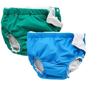 Swim Luiers Baby Herbruikbare 2 Pack Wasbare Broek Voor 0-3 Jaar Jongens Meisjes Zwemmen Les Douche Bule & Green-80