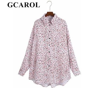 Gcarol Vrouwen Turn Down Kraag Hartvormige Shirt Schouder Asymmetrische Oversized Vintage Plus Size Poplin Tops Vier Seizoenen