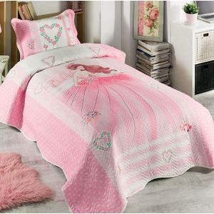 Prinses Quilt Sprei Schoonheid Gewatteerde Roze Bed Cover Set Kinderen Beddengoed Meisjes Kamer Gewatteerde Bed Dekbed