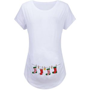 Vrouwen Korte Mouw Kerst Voorraad Print Losse Ronde Hals Kerst T-shirt Kinderen Chiffon Kinderen Overhemd 'S Wear