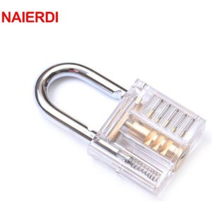 Naierdi Mini Transparant Zichtbaar Pick Cutaway Praktijk Hangslot Lock Met Gebroken Sleutel Verwijderen Haak Extractor Slotenmaker Wrench Tool