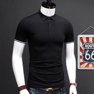 Casual Shirt Mannen Zakelijke Korte Mouwen Zwart Slim Gemerceriseerde Katoen Modal Boss Polo Shirts Plus Size Kleding