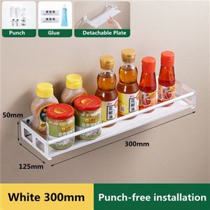 Keuken Kruidenrek Roestvrij Staal Kruidenrek Muur Gemonteerde Non-Perforeren Spice Olie Zout Saus Azijn Opbergrek
