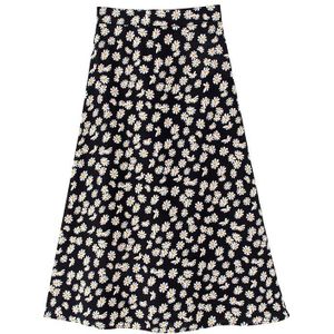 Kpytomoa Vrouwen Chic Bloemenprint Midi Rok Vintage Hoge Taille Terug Zipper Zomer Vrouwelijke Rokken Casual Faldas Mujer