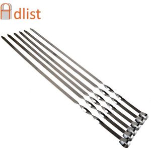 50 Cm Resuable Rvs Barbecue Spiesjes Bbq Naald Grill Breed Shish Kabob Sticks Platte Vlees Accessoires Bbq Vorken Gereedschap