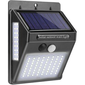 100LED 3-Zijdig Verlichte Zonne-energie Wandlamp Motion Sensor Lamp Outdoor Verlichting Voor Patio Oprit Veranda (64 + 18 + 18LED)