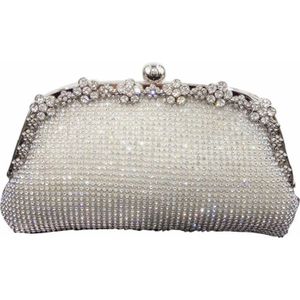 Diamanten Ketting Avondtasje Zilveren Bruiloft Zakken Voor Bruid Vrouwen Messenger Party Handtas Elegante Clutch