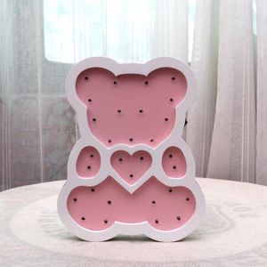 Hinnixy Uil Kat Nachtlampje Baby Slaapkamer Decor Lamp Roze Blauw Hout Cartoon Dier Tafellamp Nordic Stijl Lichten Kinderen