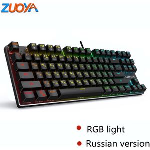 Zuoya 87KEY Mechanische Gaming Toetsenbord Rgb Backlit Usb Wired Rode Schakelaar Anti-Ghosting Voor Gamer Pc