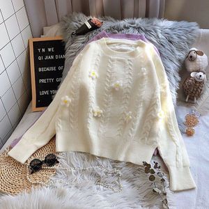 Ebaihui Herfst Winter Vrouwen O Hals Trui Casual Lange Mouwen Gebreide Jumper Bloemenprint Tops Trui