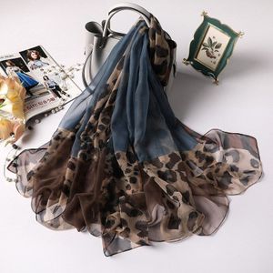 soft yarn scarf European and American leopard print thin style silk scarf long style sunscreen shawl sunshade beach towel