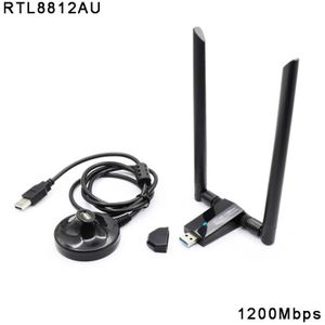 RTL8812AU 1200Mbps Wifi Ontvanger USB3.0 Draadloze Netwerkkaart Dual Band 2.4G & 5.8G 5dBi Wifi Antenne Adapter voor Desktop Laptop